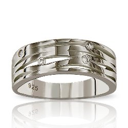 Bague Argent 925/1000 Black Rhodium Oxydes de Zirconium