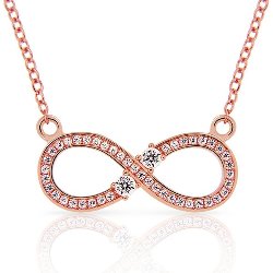 Collier Infinity Symbole Infini Argent 925/1000 Plaqué Or rose Oxydes de Zirconium