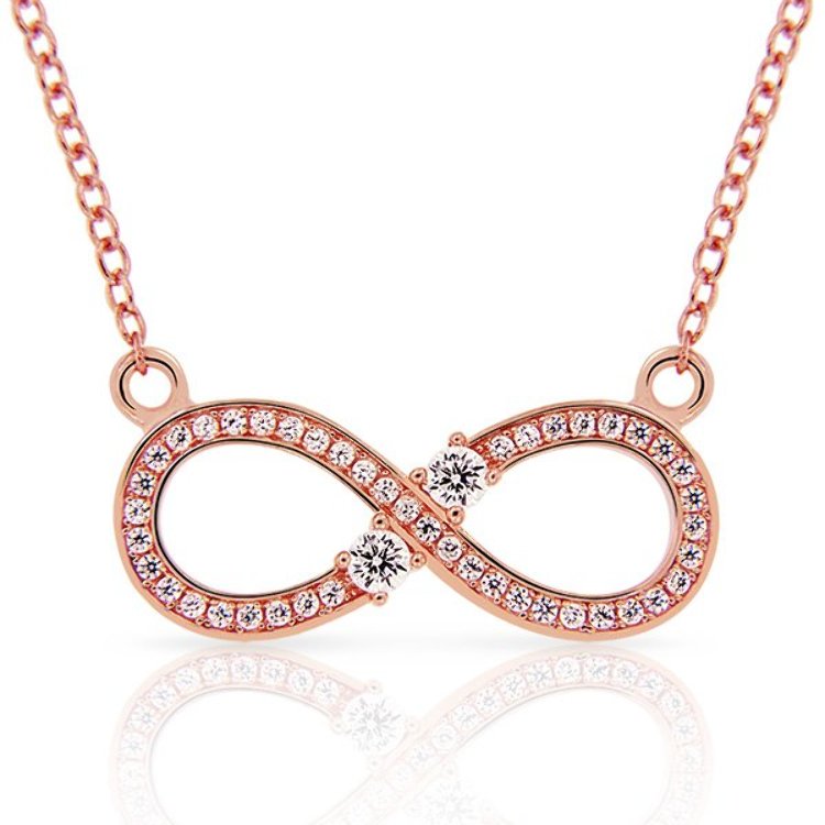 Collier Infinity Symbole Infini Argent 925/1000 Plaqué Or rose Oxydes de Zirconium