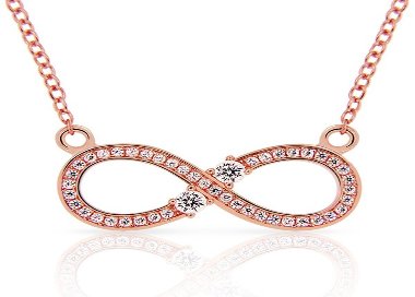 Collier Infinity Symbole Infini Argent 925/1000 Plaqué Or rose Oxydes de Zirconium