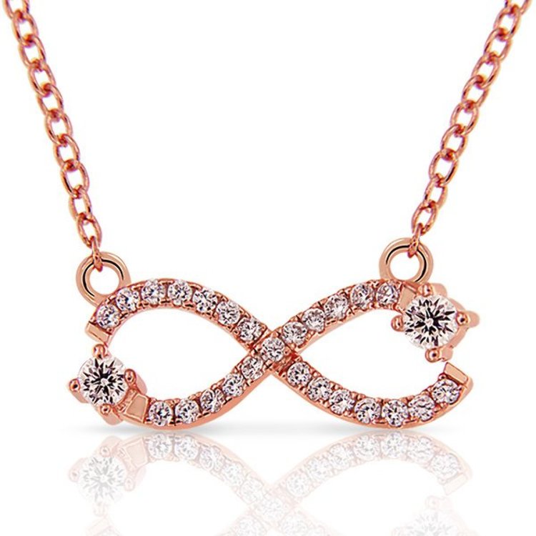 Collier Infinity Argent 925/1000 Plaqué Or rose Oxydes de Zirconium