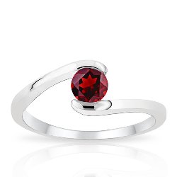 Bague Argent Rhodié 925/1000 Grenat demi-clos