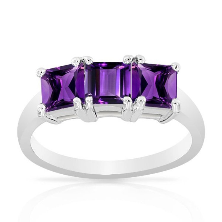 Bague Argent 925/1000 Améthystes