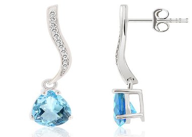 Boucles d'Oreilles Argent 925/1000 Topazes bleues