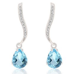 Boucles d'Oreilles Argent 925/1000 Topazes bleues