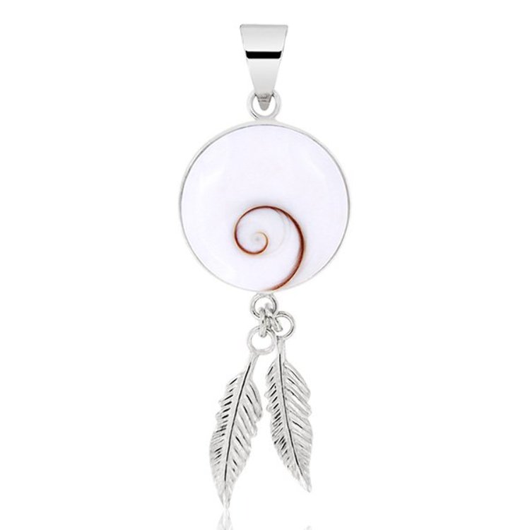 Pendentif Oeil de Sainte Lucie Plumes Argent 925/1000