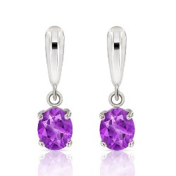 Boucles d'Oreilles Argent 925 Améthystes Ovales