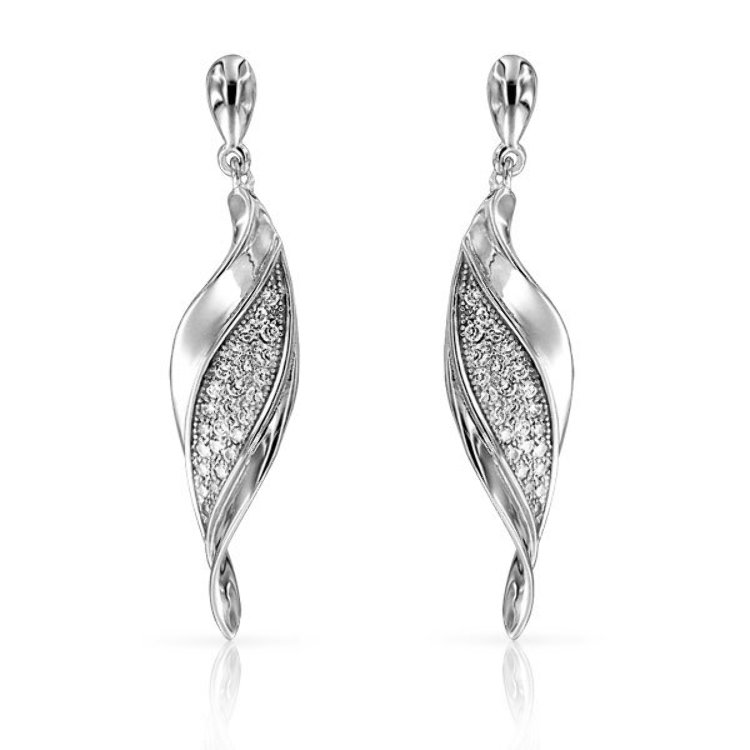 Boucles d'Oreilles Flamme Argent 925/1000 Oxydes de Zirconium