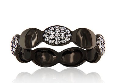 Alliance Argent 925/1000 Black Rhodium Oxydes de Zirconium