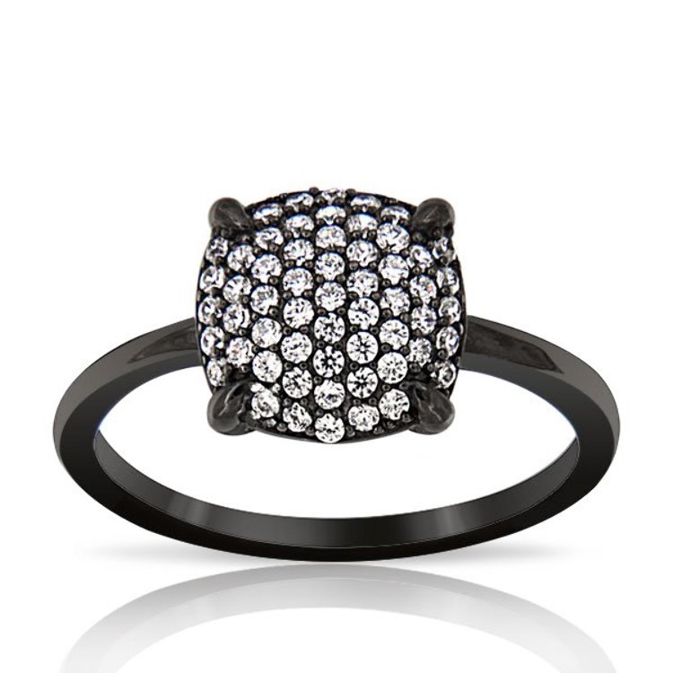 Bague Argent 925 Black Rhodium Oxydes de Zirconium