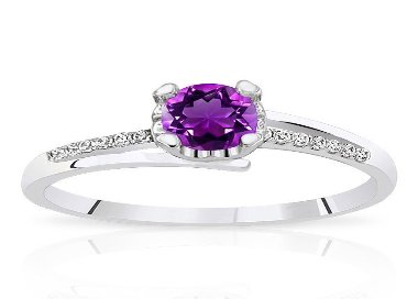 Bague Argent 925/1000 Améthyste centrale