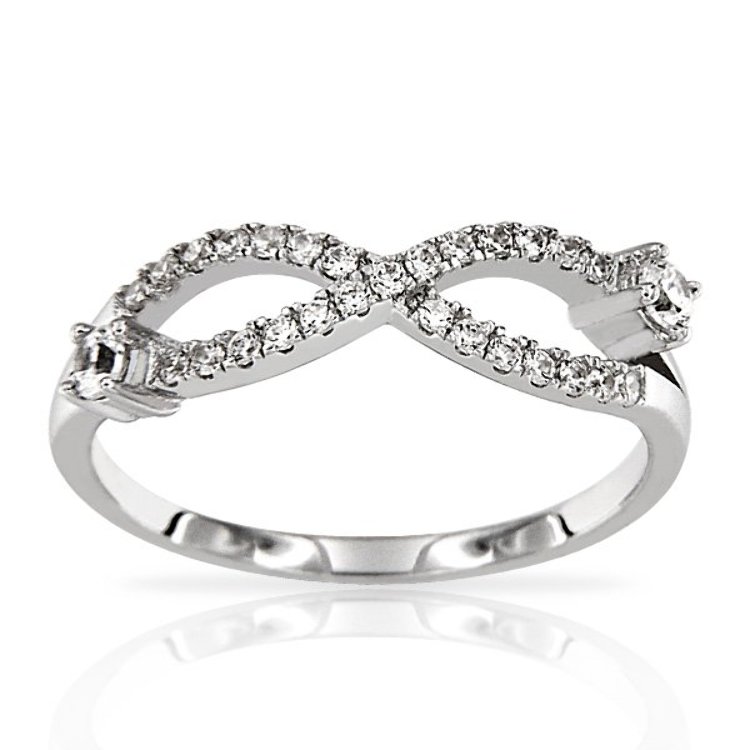 Bague Symbole Infini Argent 925/1000 Oxydes de Zirconium