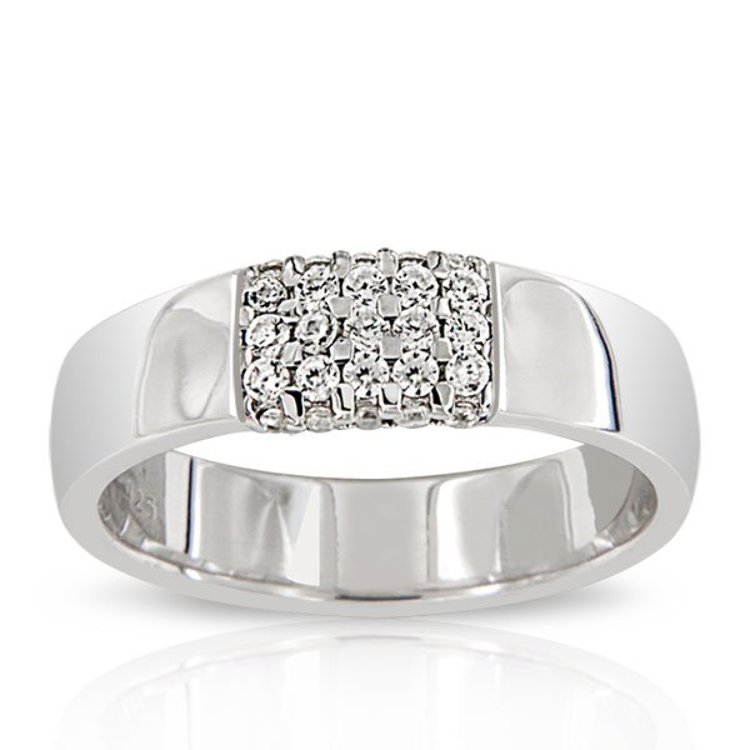 Bague Jonc Argent 925/1000 pavage Oxydes de Zirconium