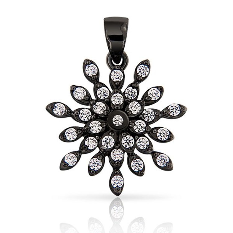 Pendentif Etoile Argent 925/1000 Rhodium noir Oxydes de Zirconium