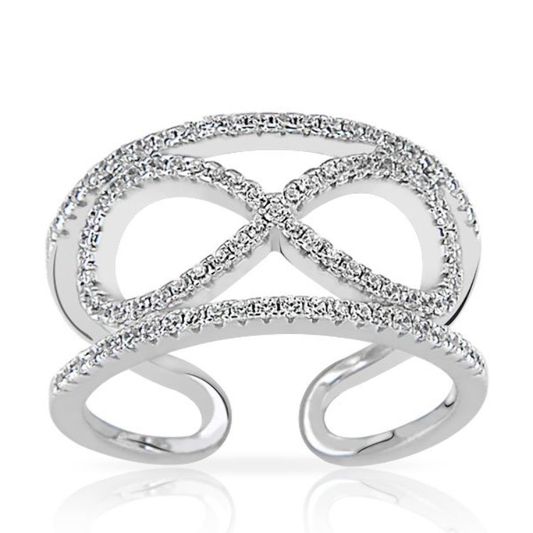 Bague Forme Infini Argent 925/1000 Oxydes de Zirconium