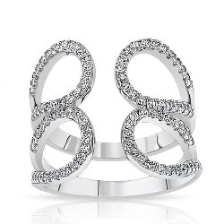 Bague Argent 925/1000 Oxydes de Zirconium semi-ouverte