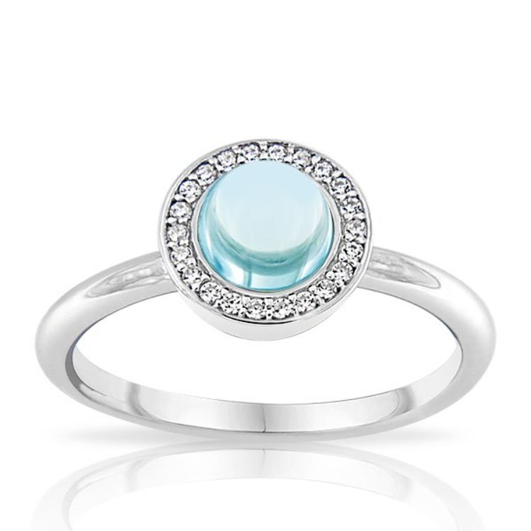 Bague Cabochon Argent 925/1000 Topaze bleue