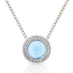 Pendentif Cabochon Argent 925/1000 Topaze bleue