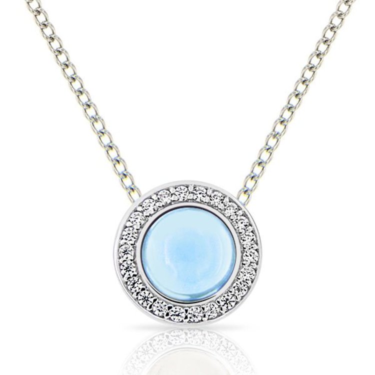 Pendentif Cabochon Argent 925/1000 Topaze bleue