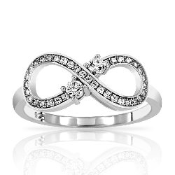 Bague Argent 925/1000 Infinity Symbole Infini Oxydes de Zirconium
