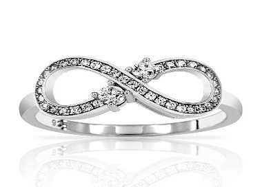 Bague Argent 925/1000 Infinity Symbole Infini Oxydes de Zirconium