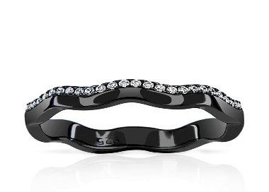 Alliance Argent 925 Black Rhodium Oxydes de Zirconium