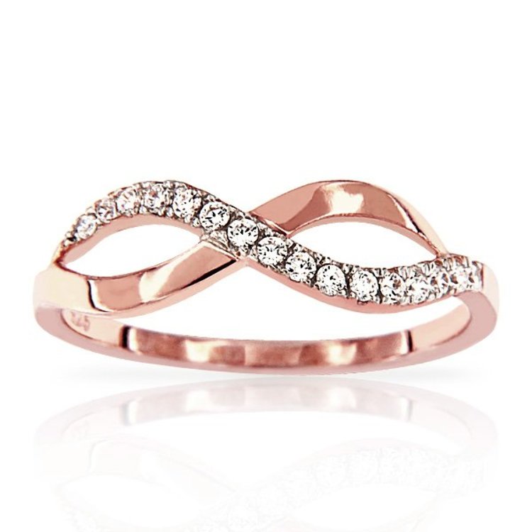 Bague Infinity Argent 925/1000 Plaqué Or rose Oxydes de Zirconium