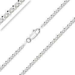 Chaîne Argent 925 Rhodié Homme Femme Maille Jaseron 2.5 mm 40 à 70 cm