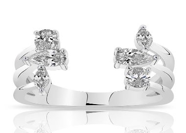 Bague Semi Ouverte Argent 925/1000 Six Oxydes de Zirconium