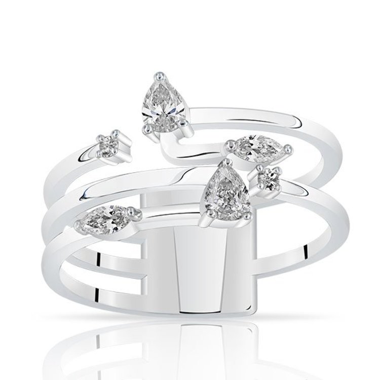 Bague Argent 925/1000 six Oxydes de Zirconium blancs Bague Argent 925/1000 six Oxydes de Zirconium blancs