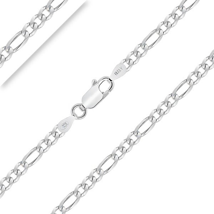 Chaîne Maille Figaro (1+3) 3.25 mm Argent 925/1000 Rhodié 40-45-50-55-60-65-70 cm Chaîne Maille Figaro (1+3) 3.25 mm Argent 925/1000 Rhodié 40-45-50-55-60-65-70 cm