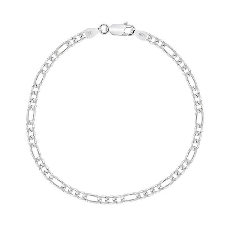 Bracelet Argent 925 Rhodié Maille Figaro (1+3) 3.25 mm