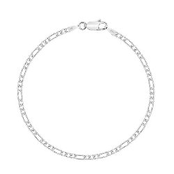 Bracelet Argent 925 Rhodié Maille Figaro (1+3) 2.5 mm