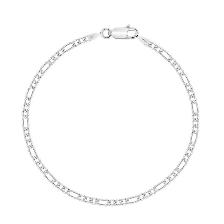 Bracelet Argent 925 Rhodié Maille Figaro (1+3) 2.5 mm