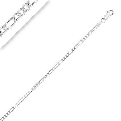 Bracelet Argent 925 Rhodié Maille Figaro (1+3) 2.5 mm