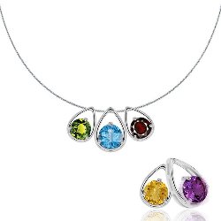 Bijou 5 Pendentifs combinables Argent 925 Améthyste  Citrine Péridot Grenat Topaze bleue