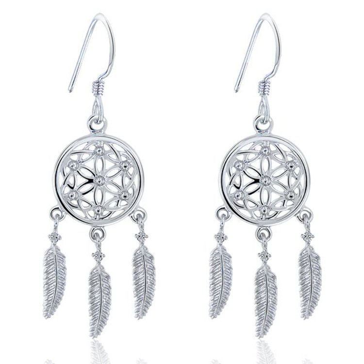 Boucles d'Oreilles Attrape Rêve Argent 925/1000 Oxydes de Zirconium