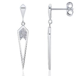Boucles d'Oreilles Pointe Argent 925/1000 Oxydes de Zirconium