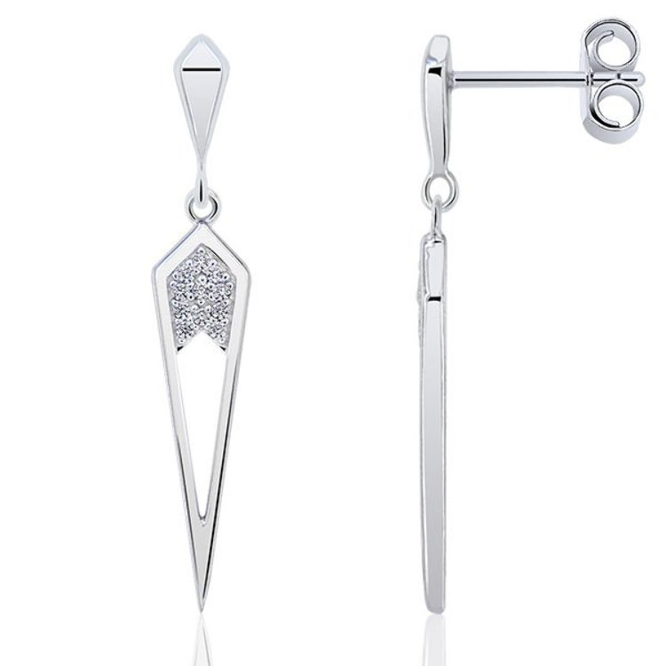 Boucles d'Oreilles Pointe Argent 925/1000 Oxydes de Zirconium