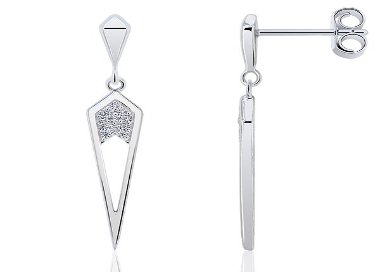Boucles d'Oreilles Pointe Argent 925/1000 Oxydes de Zirconium