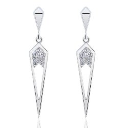Boucles d'Oreilles Pointe Argent 925/1000 Oxydes de Zirconium