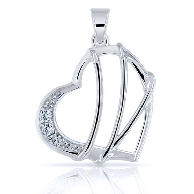 Pendentif Coeur Argent 925/1000 Oxydes de Zirconium