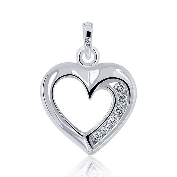 Pendentif motif Coeur Argent 925/1000 Oxydes de Zirconium