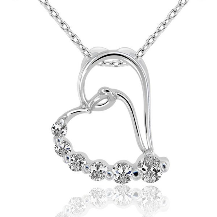 Pendentif Coeur Argent 925/1000 Oxydes de Zirconium blancs