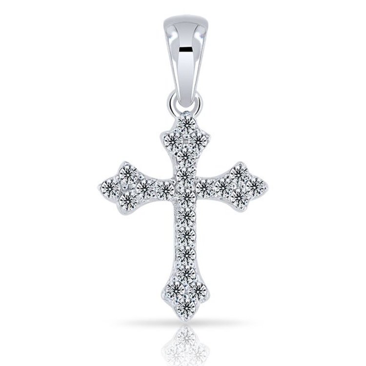 Pendentif Croix Argent 925/1000 serti Oxydes de Zirconium