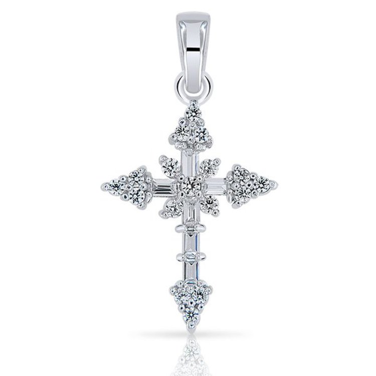 Pendentif Croix Argent 925/1000 Oxydes de Zirconium blancs