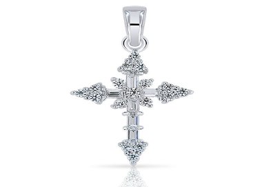 Pendentif Mini Croix En Argent Sterling 925 Avec Zircones Cubiques - 4 Couleurs (Blanc, Bleu Clair, Bleu, Violet)