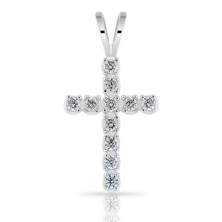 Pendentif Croix Argent 925/1000 pavé Oxydes de Zirconium