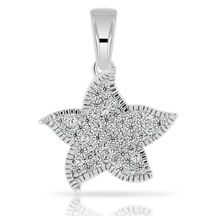 Pendentif Etoile de Mer Argent 925/1000 Oxydes de Zirconium