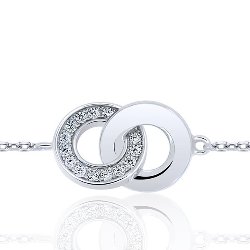 Médaillon Bracelet Anneaux entrelacés Argent 925